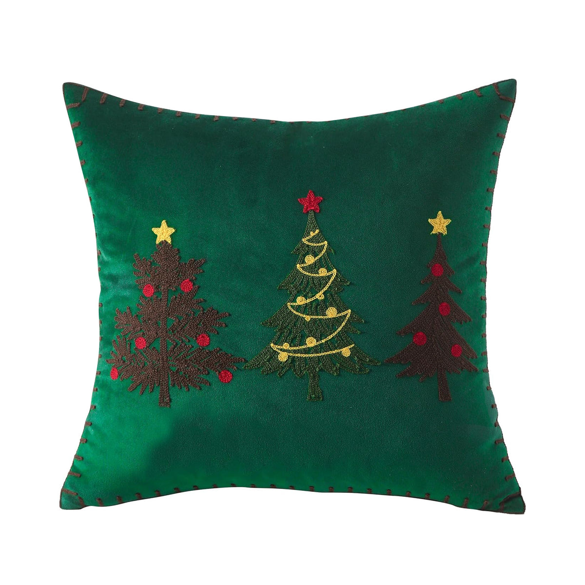 Bestickte Weihnachtsbaum quadratische Dekokissenhülle mit Kettelrand