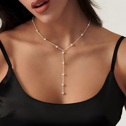 Elegante Perlen-Lariat-Halskette Brehn