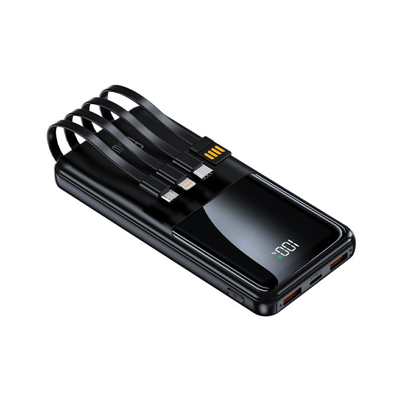 Tragbare Powerbank mit integrierten Ladekabeln und LED-Batteriestatusanzeige Brehn