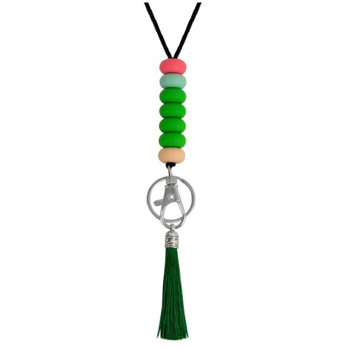 Bunter Perlen-Schlüsselanhänger Lanyard mit Quaste Brehn