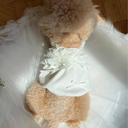 Baby Rüschenträger Strukturiertes Overall-Kleid mit Organza-Besatz & Satin s