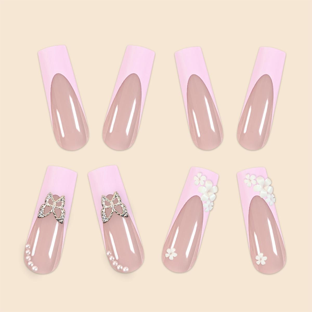 Dekorative florale Press-On Nagelverlängerungen
