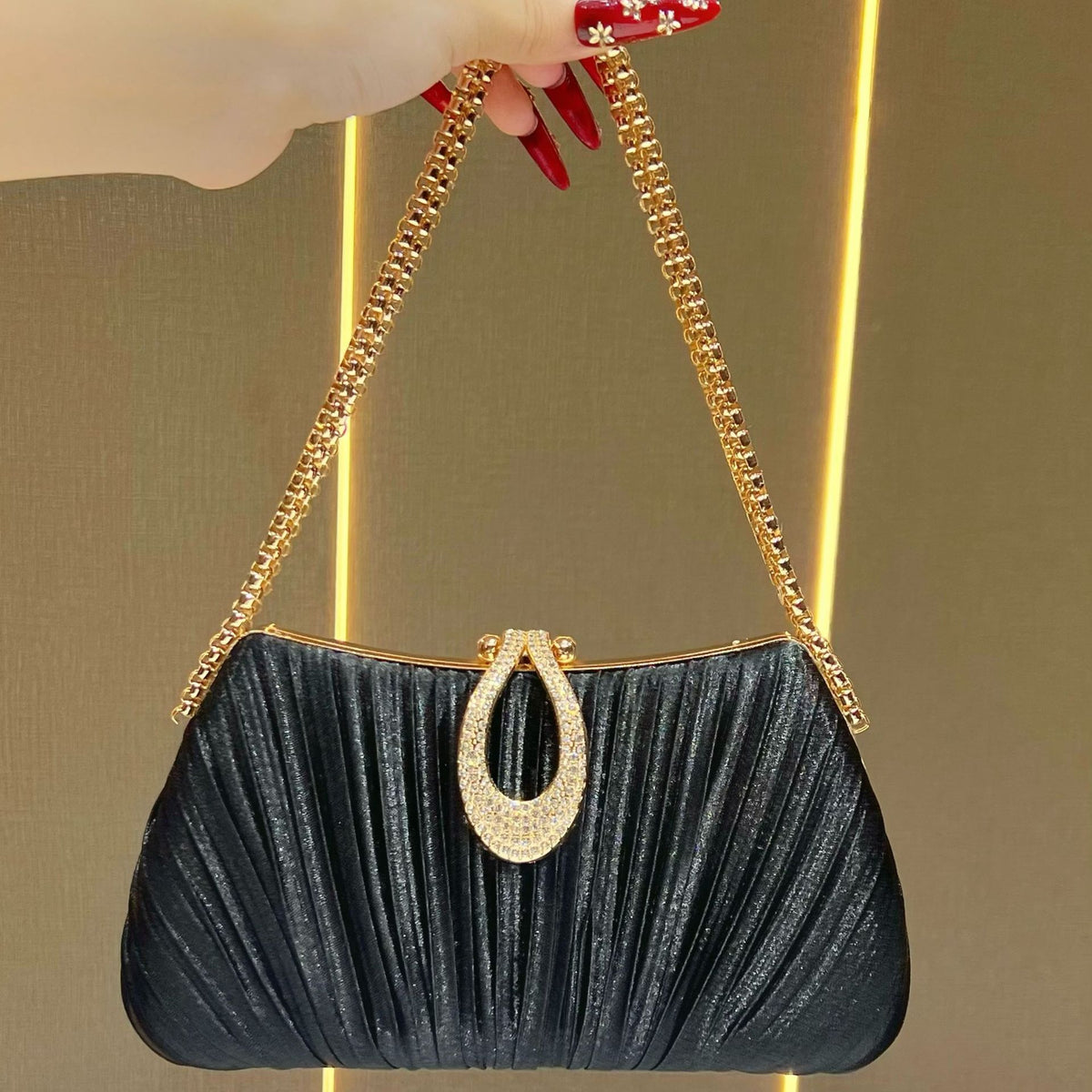 Falten Satin Abend Handtasche