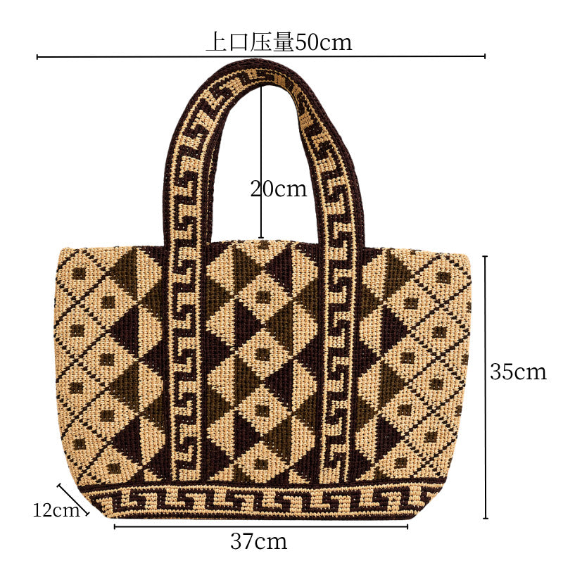 Handgewebte Makramee Tragetasche mit Geometrischem Muster Brehn