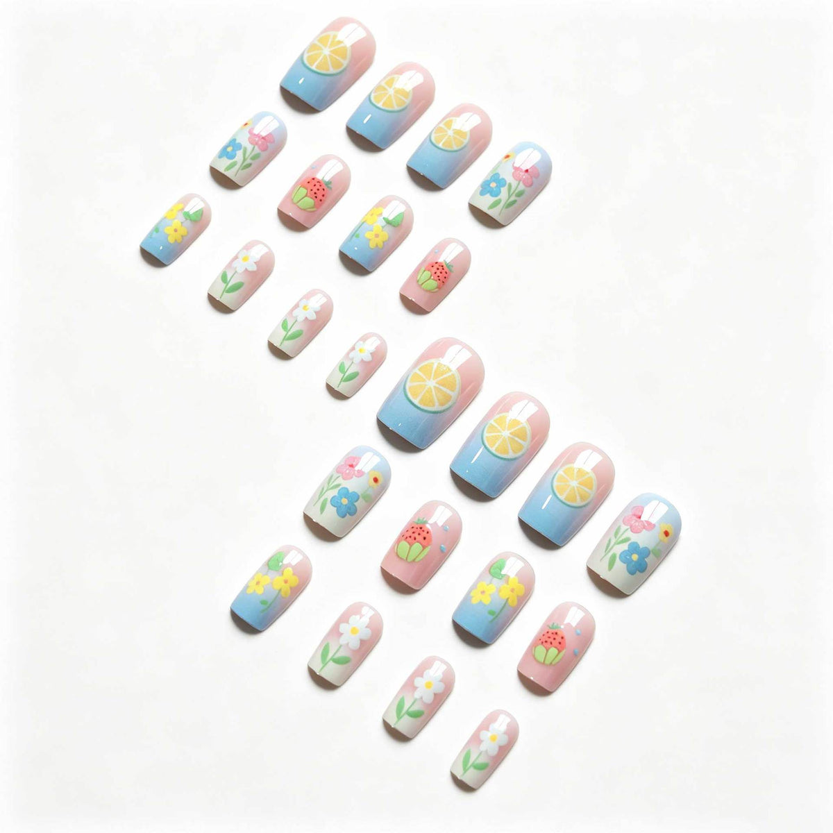 Verspielt Frucht- und Blumen-Nagelkunst