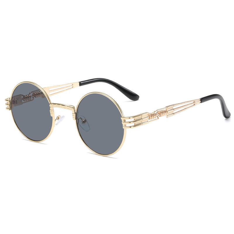 Damen Retro-Inspirierte runde Sonnenbrille mit einzigartigem Metallrahmen Brehn