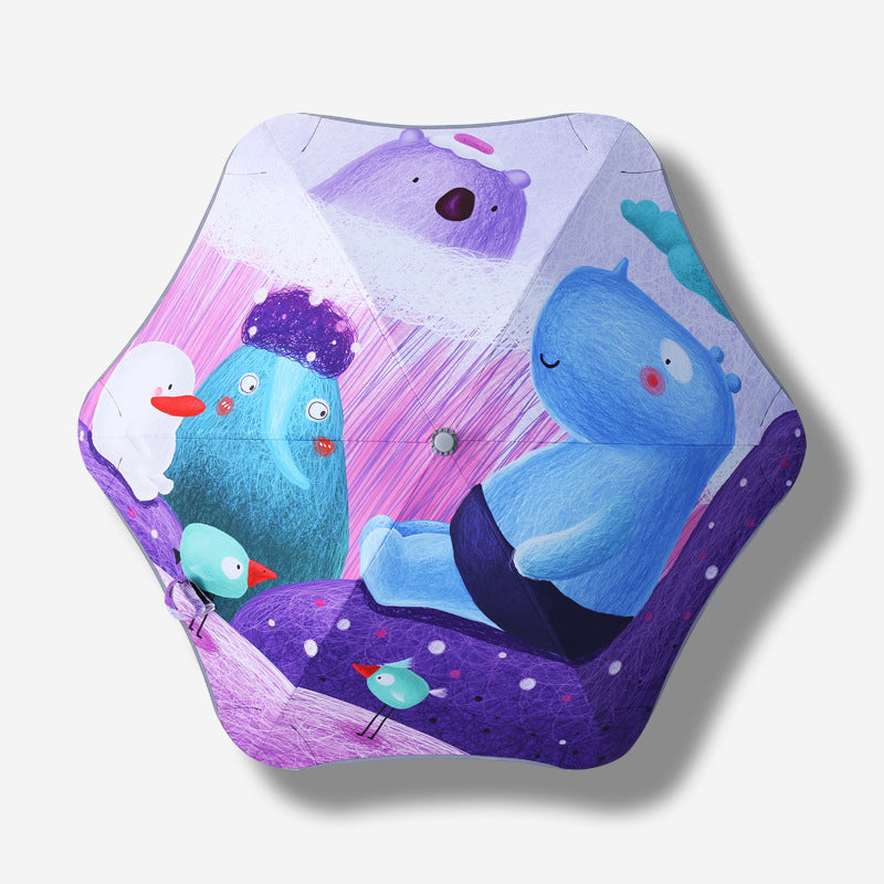 Damen Faltregenschirm mit tierischem Motiv und sicherem Handgriff Brehn