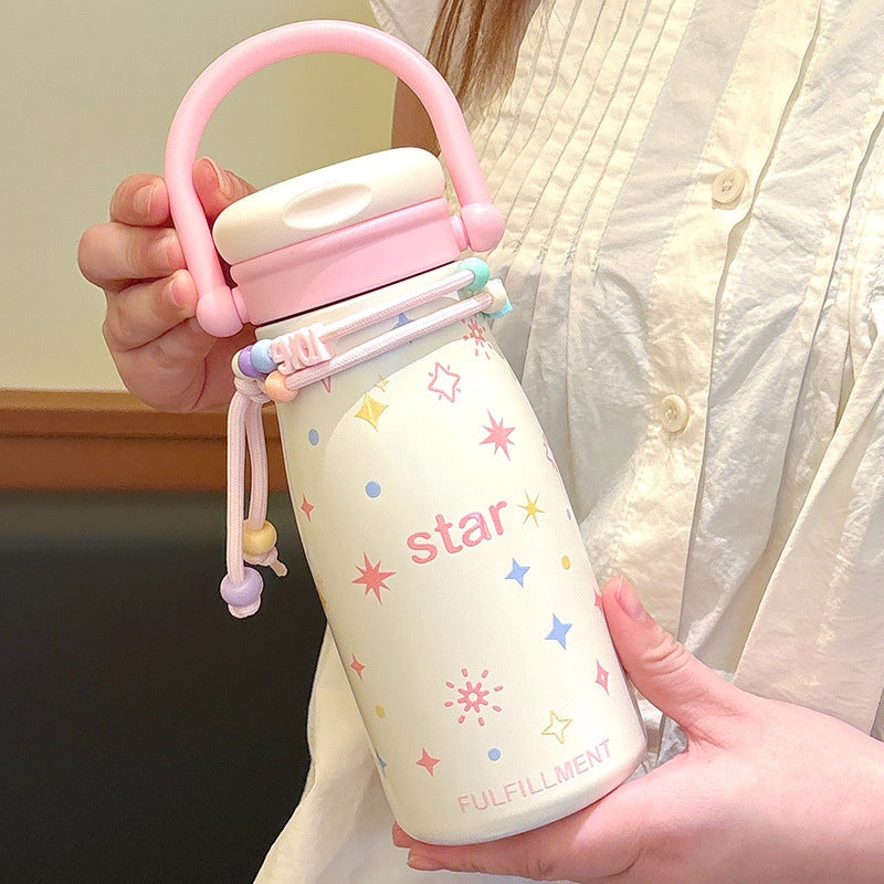 Damen kreative Trinkflasche mit lustigem Design und praktischer Schnur Brehn