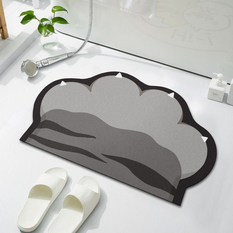 Cloud-Shaped Absorbent Microfiber Anti-Slip Bath Mat with Coastal Wave Print