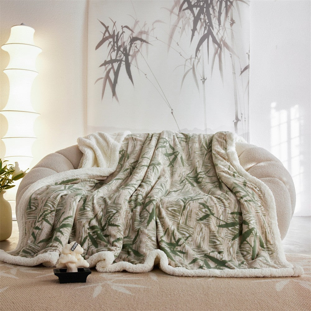 Kuschelige Wendedecke mit Struktur-Jacquard und Sherpa-Futter