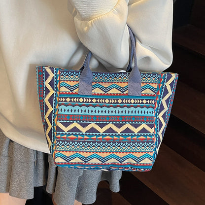 Geometrisches Druck-Canvas-Shopper-Bag