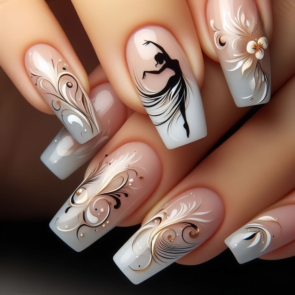 Elegante Kunstnägel mit floralen Motiven Brehn