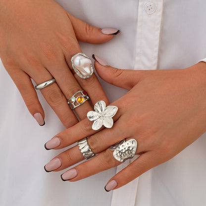 Florale Silber Statement Ring Brehn