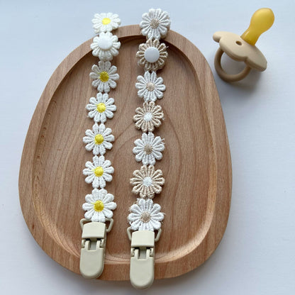 Handgefertigter Blumen Spitze Schnullerhalter Lanyard mit Sicherheitsdruckknopfclip