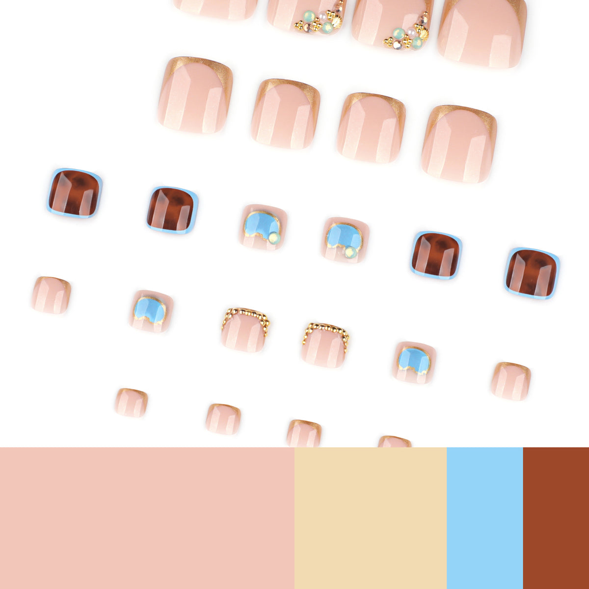Kunstvolle Fußnagelkunst mit elegantem Gold-Design Brehn