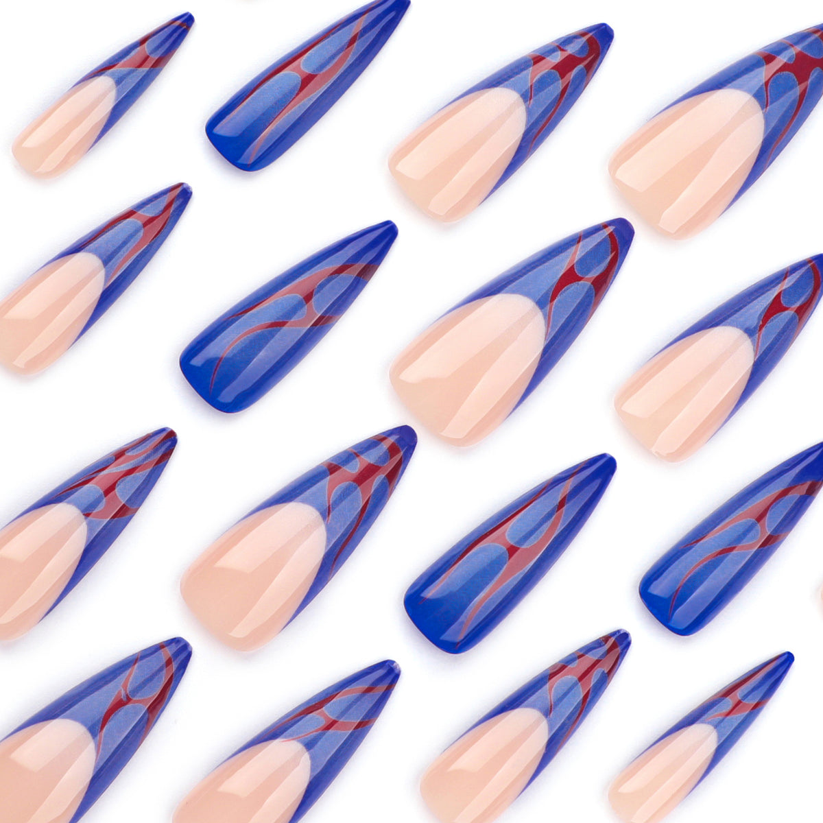 Kunstvolle Stiletto-Nägel mit farbenfrohen Designs und kreativen Akzenten Brehn