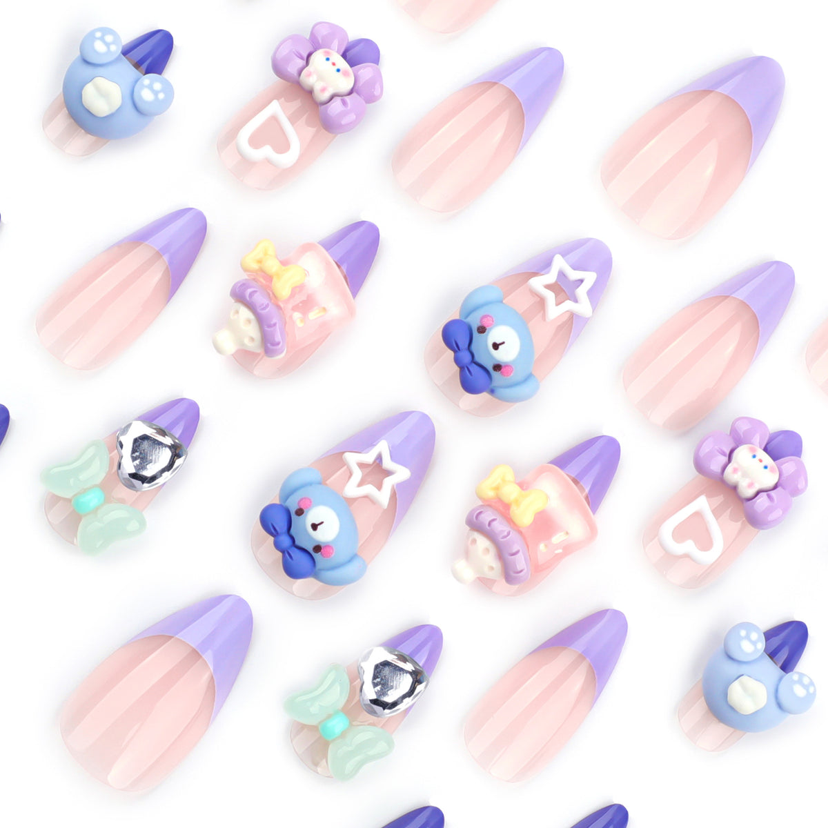 Künstliche Nagelkunst mit verspielten Motiven Brehn
