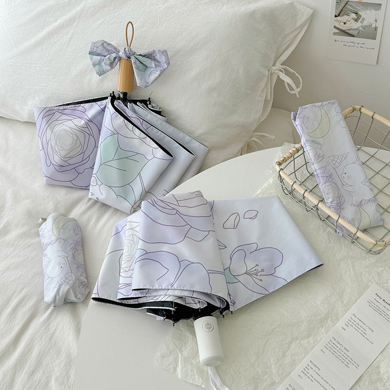 Damen Faltbarer Regenschirm mit floralem Minimalismus Brehn