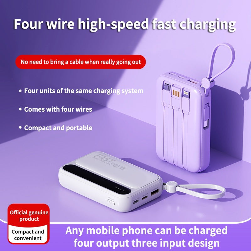 Tragbare Powerbank mit integrierten Schnellladeanschlüssen und multifunktionalem Kabel Brehn