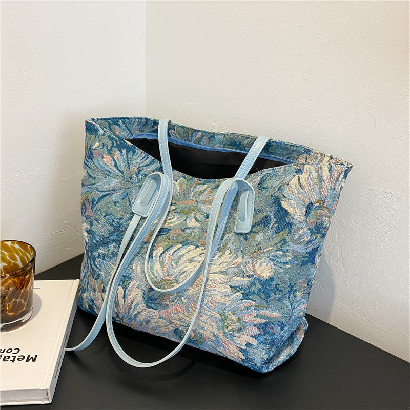 Florale bestickte Tragetasche