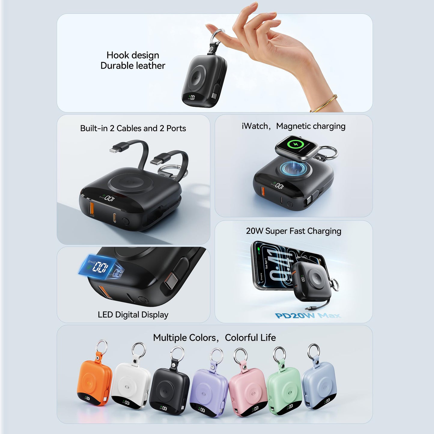 Tragbares Kabelloses Ladegerät mit Integrierter Powerbank Brehn