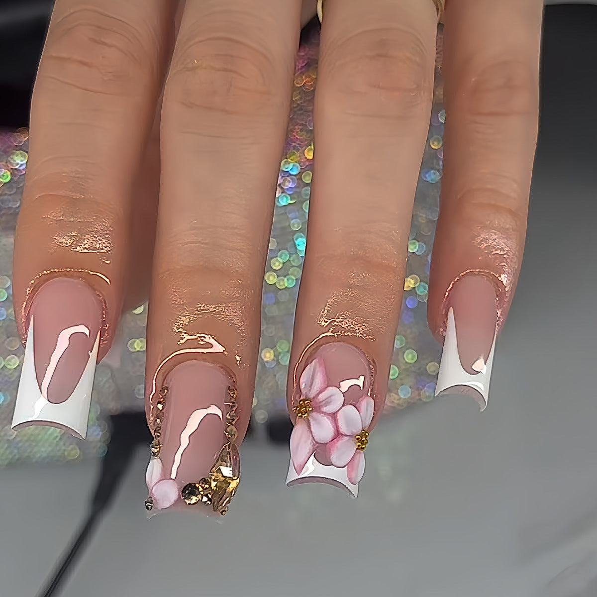 Chic Floral Press-On Nail Art Extensions Brehn