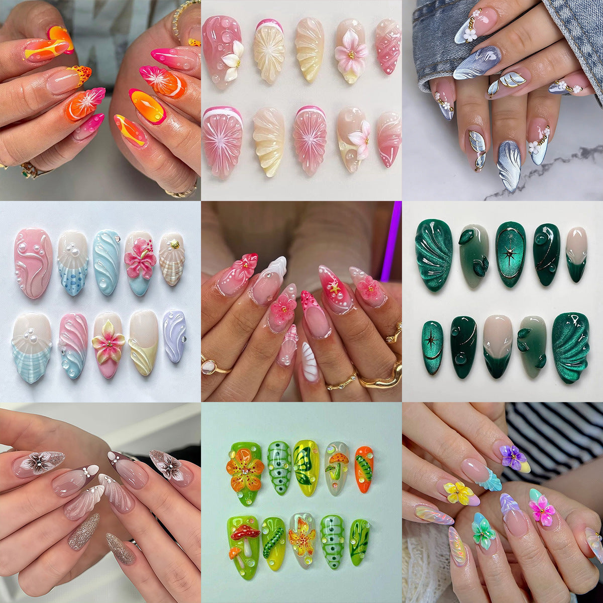 Elegante Kunstnägel mit Botanischen Designs Brehn