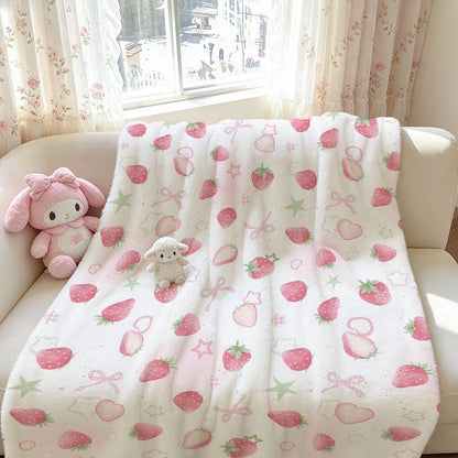 Erdbeer-Themen Kuschelfleece-Decke