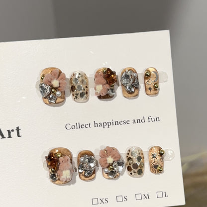Künstlerisches floral verziertes Press-On-Nagelset
