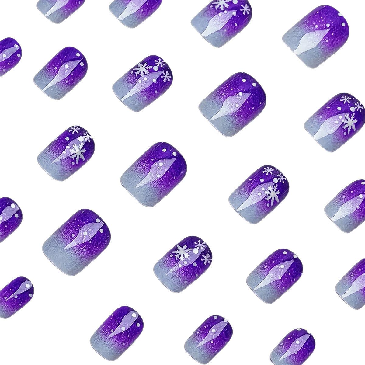 Glitzernde Kunstnägel mit Schneeflocken-Design Brehn