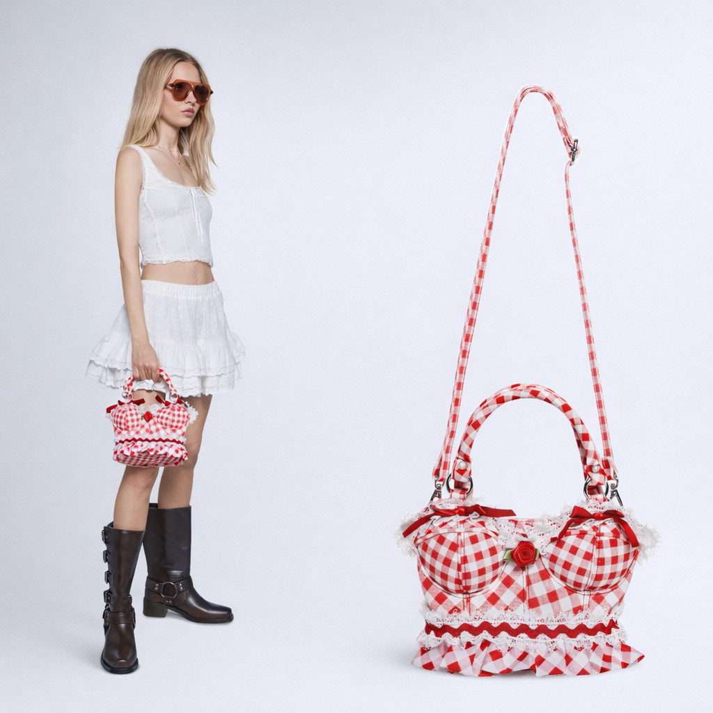 Verspielt Gingham Druck Handtasche