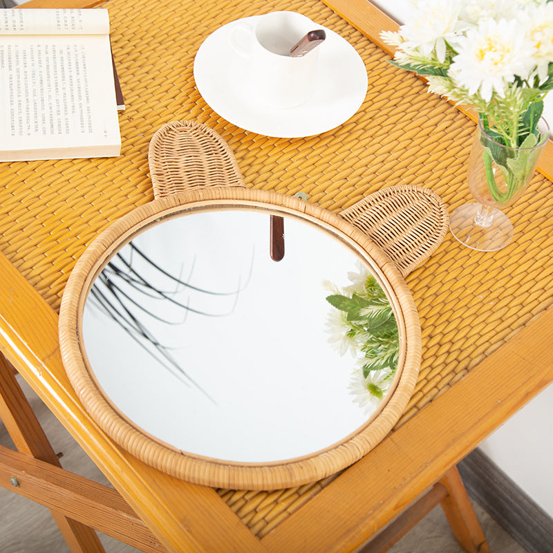 Runde Wandspiegel mit Rattan-Design Brehn
