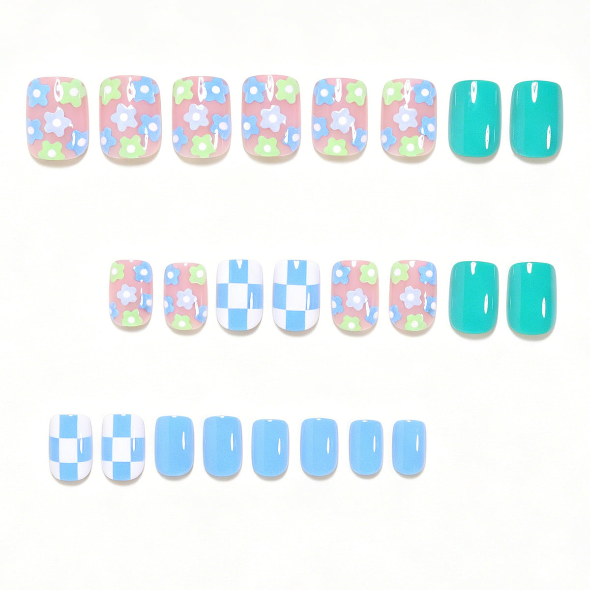 Kreatives Floral Press-On Nagelkunst Set Brehn