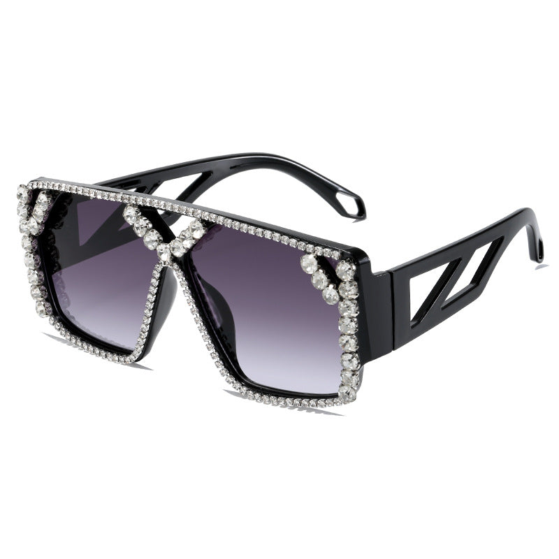 Damen Glamouröse Oversized-Sonnenbrille mit funkelndem Rahmen und UV-Schutz Brehn