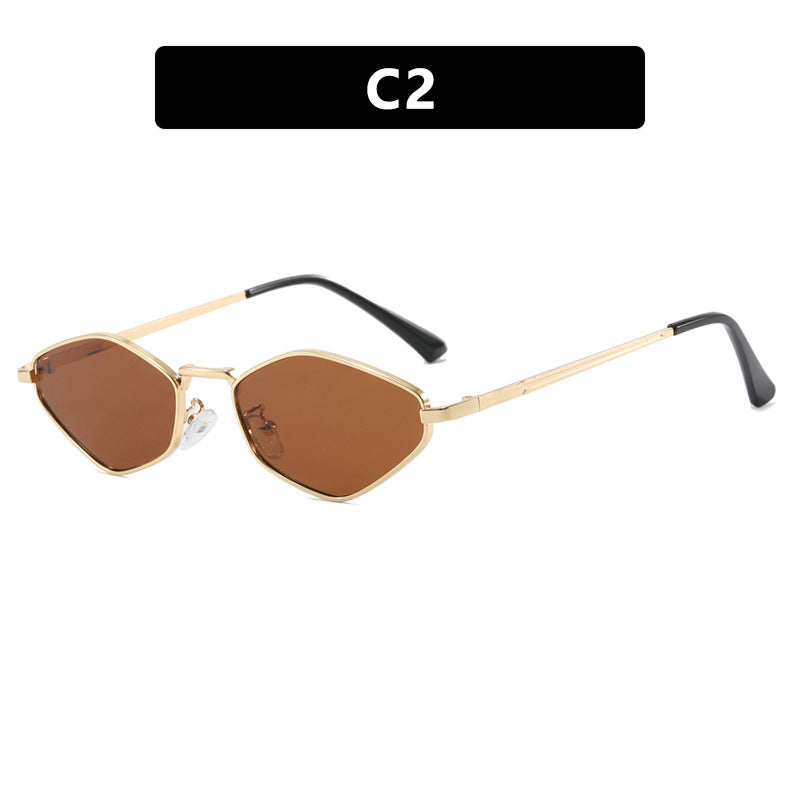 Damen geometrische Sonnenbrille mit feinem Metallrahmen und UV-Schutz Brehn