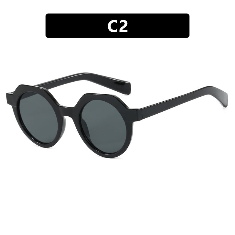 Damen extravagante runde Sonnenbrille mit farblich akzentuiertem Rahmen Brehn