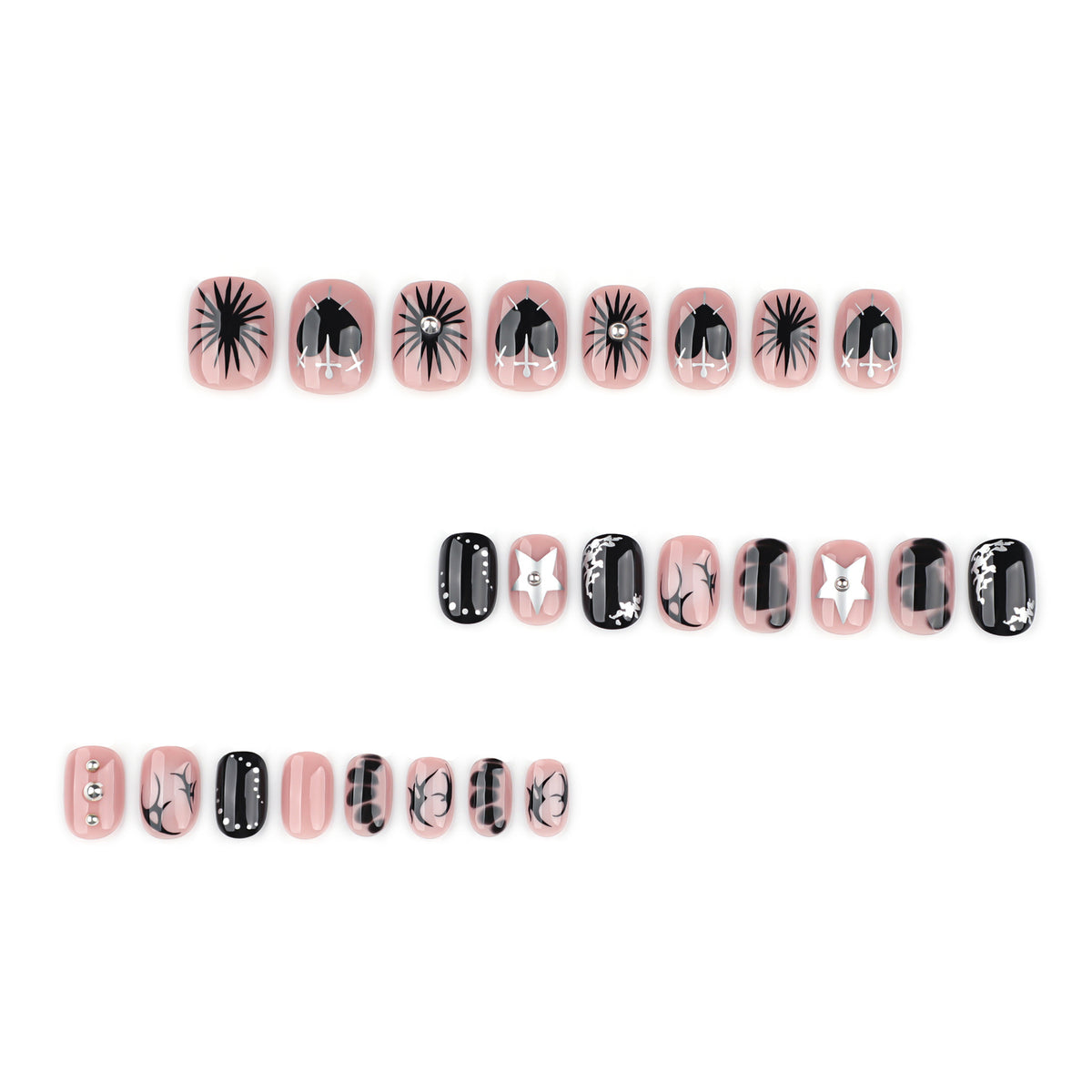 Kunstvolle Nagelgestaltung mit elegantem Schwarz-Weiß-Design Brehn