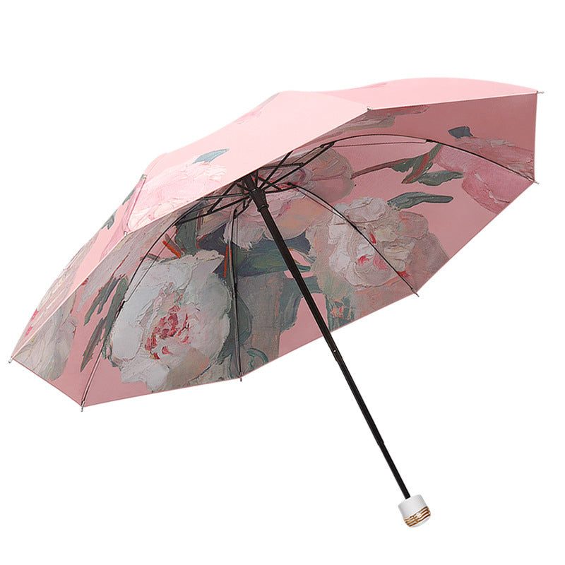Damen Regenschirm mit blühendem Rosenmuster Brehn