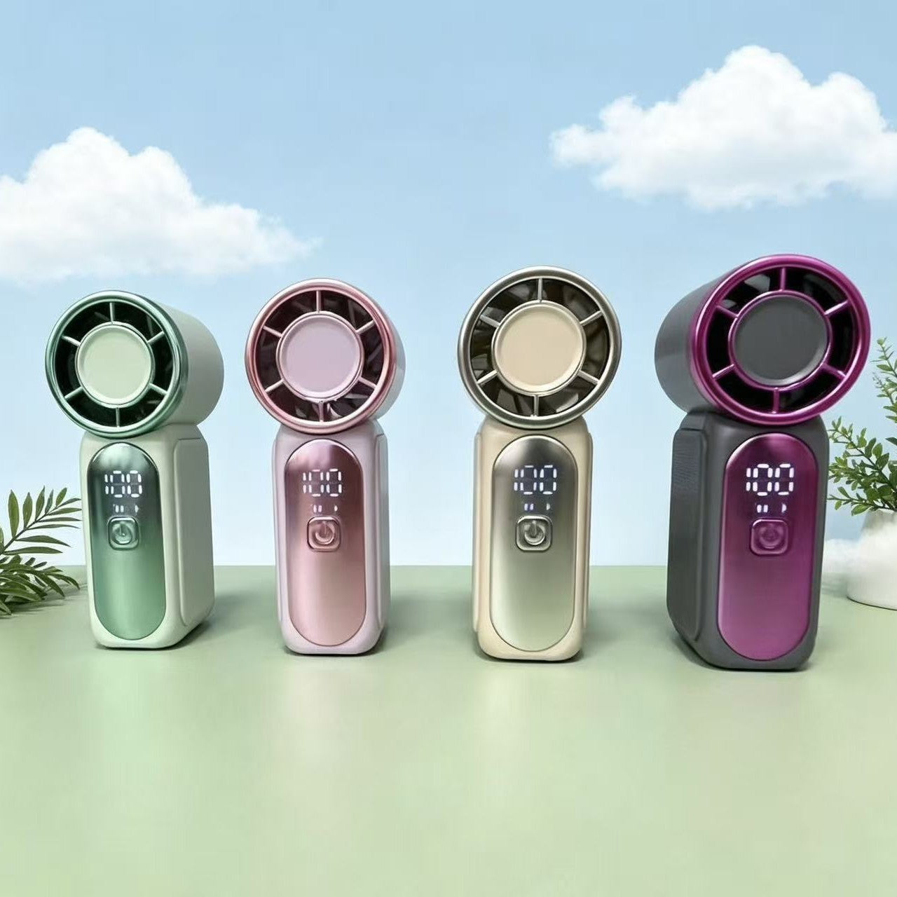 Kühlender tragbarer wiederaufladbarer Handheld bladeless Mini-Ventilator mit digitalem LED-Display Brehn