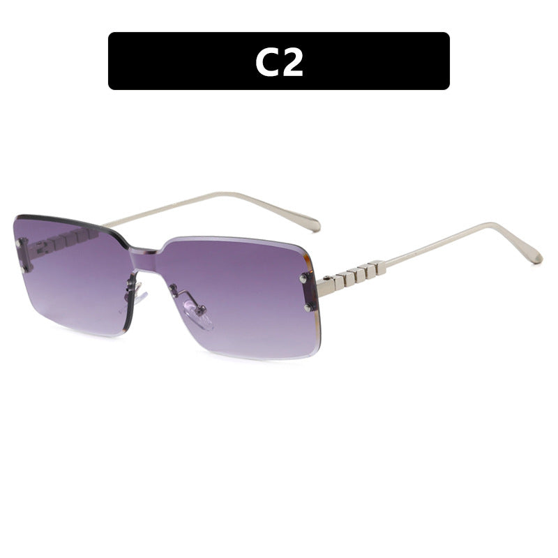 Damen moderne rechteckige Sonnenbrille mit stilvollem Metallrahmen Brehn
