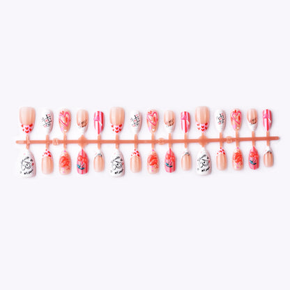 Künstlerisches Herz- und Kuss-Themen Press-On Nail Art Set
