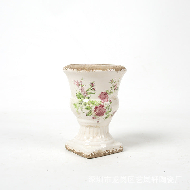 Florale Keramik Pflanzgefäß Brehn