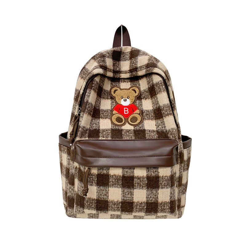 Teddy Bear Applikation Karierter Rucksack