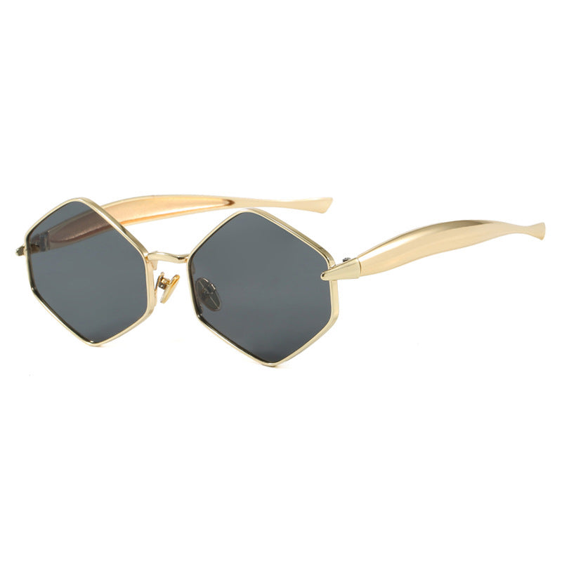 Damen hexagonale Sonnenbrille mit elegantem Metallrahmen und UV-Schutz Brehn
