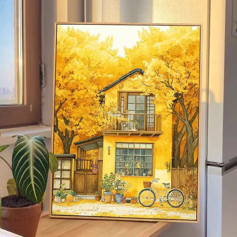 Herbsthaus-Szene Leinwand Wandkunst Brehn