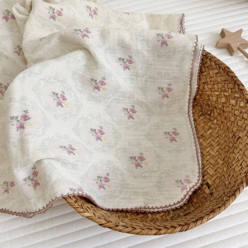 Damen Kuschelige Baumwoll-Decke mit floralem Design Brehn