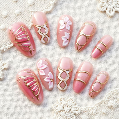 Dekoratives Floral Eleganz Press-On Nail Set