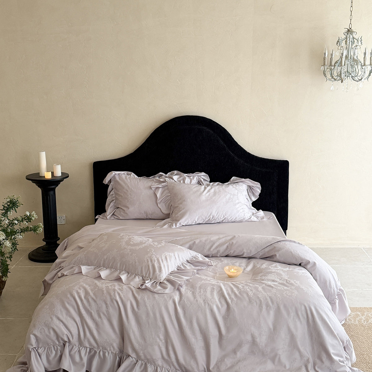 Rüsch-Jacquard-Satin Bettbezug Set