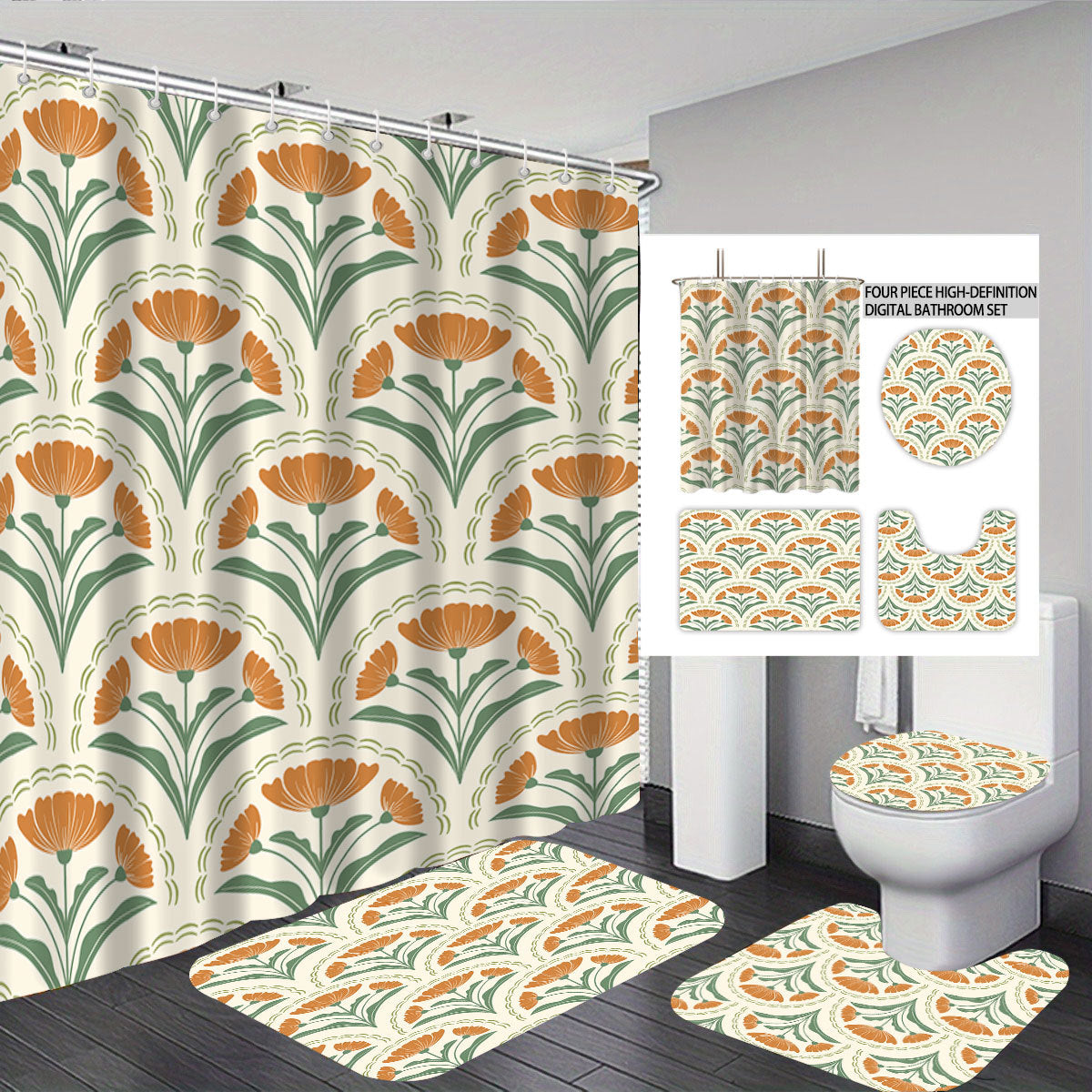 Bohemian-Themen Vier-teilige digitale Badezimmer Set Brehn