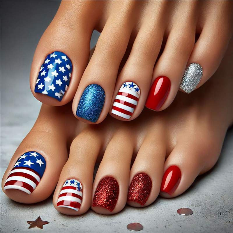Patriotische Gel-Nagelkunstverlängerungen Brehn